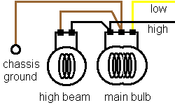 wiring a second high beam bulb in parallel